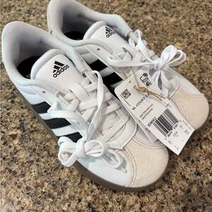 Adidas Kids White and Black VL Court Sneakers